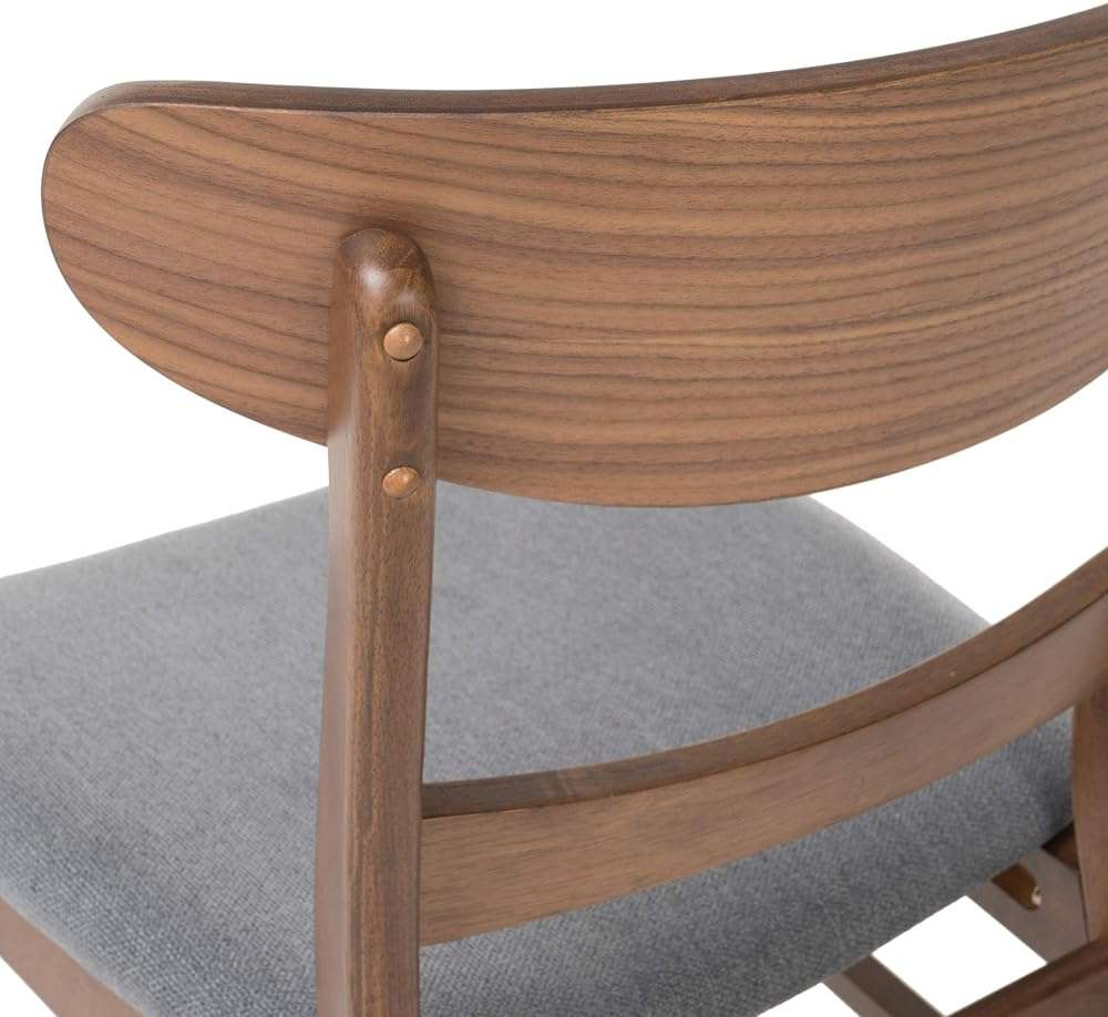Christopher Knight Home Frances Mid-Century Modern Dining Chairs (Set of 4), 100% Polyester and Rubber Wood, Dark Gray, Walnut - Image 8