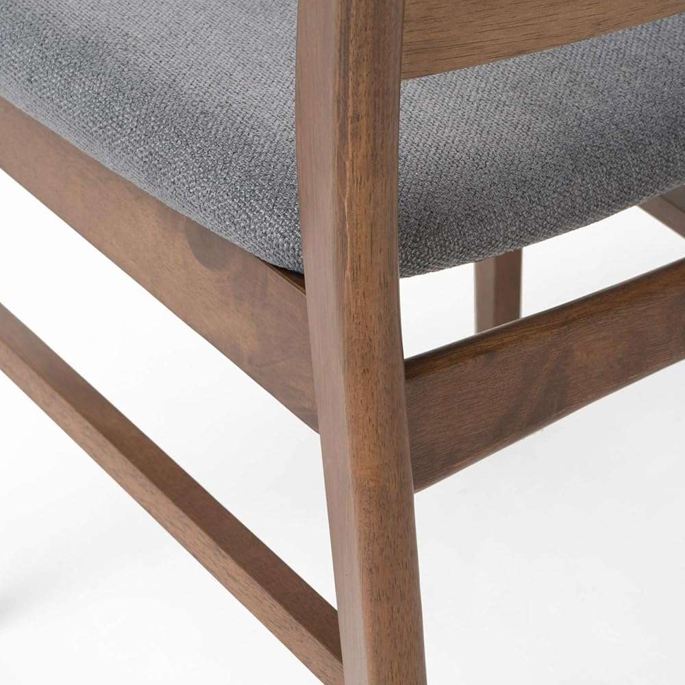 Christopher Knight Home Frances Mid-Century Modern Dining Chairs (Set of 4), 100% Polyester and Rubber Wood, Dark Gray, Walnut - Image 9