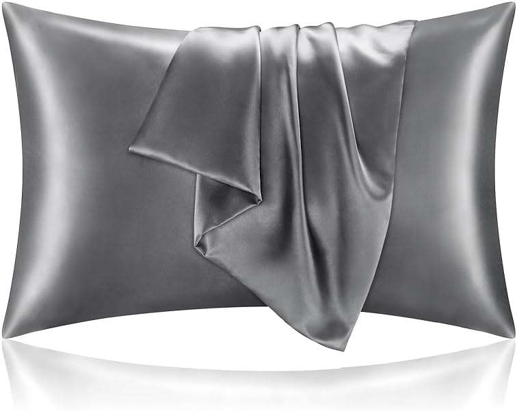 BEDELITE Satin Pillowcase for Hair and Skin, Super Soft and Cooling Similar to Silk Pillow Cases 2 Pack with Envelope Closure, Gift for Women Men(20"x30" Queen Size, Dark Grey) - Image 1