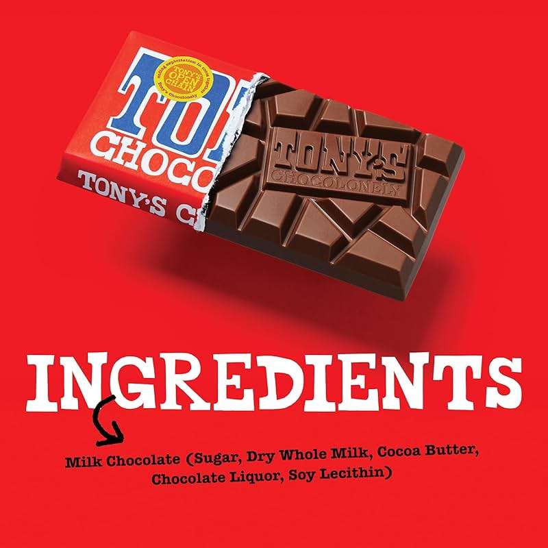 Tony’s Chocolonely Belgian Milk Chocolate Candy Bar, Pure Chocolate Bars for Snacks, Party Favors, Gifts, or Gift Basket, 32% Cacao, Made From Quality Fairtrade Cocoa, 4 Bars, 6.35 Oz Each - Image 3