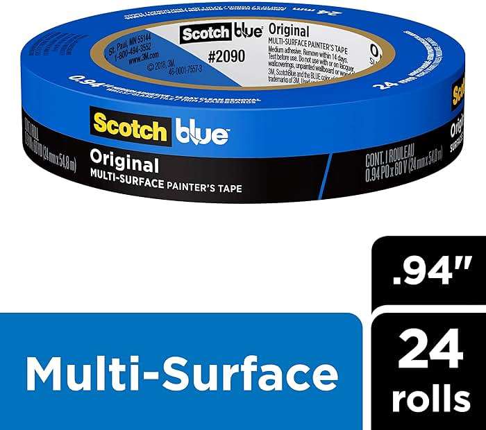 ScotchBlue Original Multi-Surface Painters Tape, 1 Inch Wide (0.94 in. x 60 Yds), 24 Rolls, Blue Paint Tape Protects Surfaces and Removes Easily, Masking Tape for Indoor and Outdoor Use (2090-24EC) - Image 2