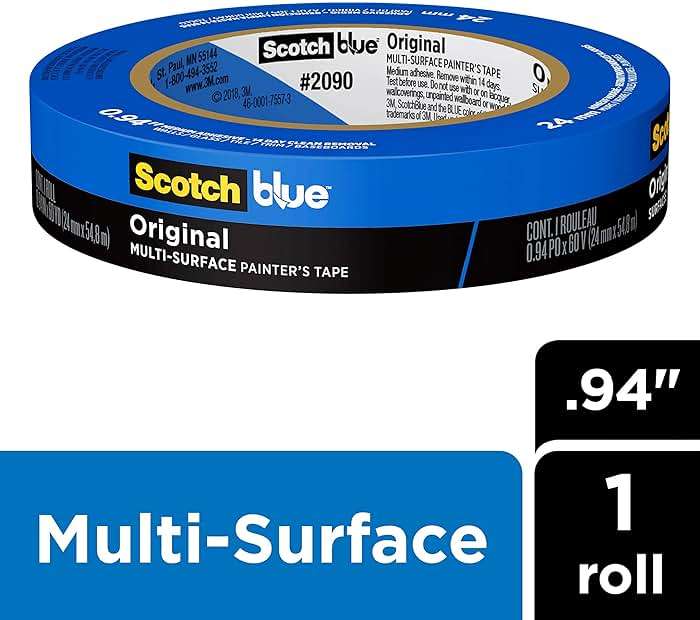 ScotchBlue Original Multi-Surface Painters Tape, 1 Inch Wide (0.94 in. x 60 Yds), 24 Rolls, Blue Paint Tape Protects Surfaces and Removes Easily, Masking Tape for Indoor and Outdoor Use (2090-24EC) - Image 4