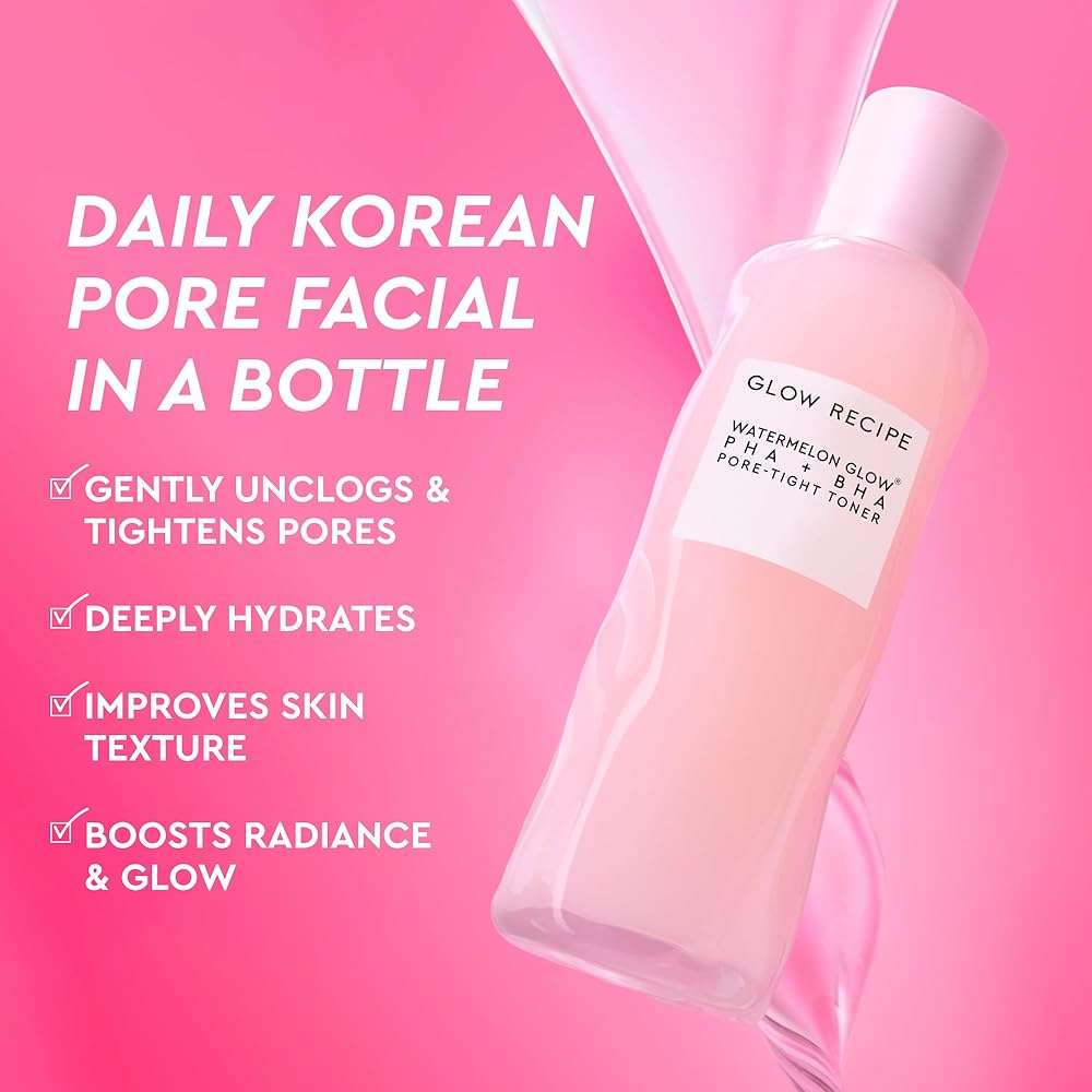 Glow Recipe PHA + BHA Face Toner, Korean Exfoliating Toner for Pores, Gentle Chemical Exfoliant + Hydrating Toner, Watermelon, Cactus Water + Glycerin (150ml) - Image 2
