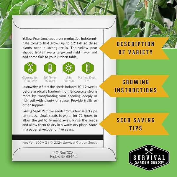 Yellow Pear Tomato Seeds for Planting - Heirloom Indeterminate Variety - Prolific Clusters of Sweet Pear-Shaped Golden Cherry Tomatoes, High Yield, Non-GMO - Survival Garden Seeds (1 Pack) - Image 2