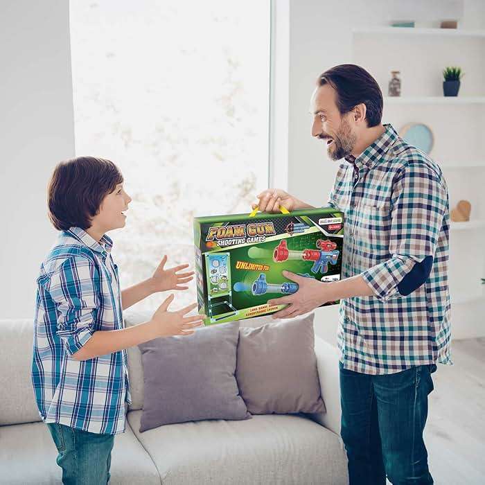 SpringFlower Shooting Game Toy for 6 7 8 9 10+ Years Olds Boys,2pk Foam Ball Popper Air Toy Guns with Standing Shooting Target,24 Foam Balls, for Kids - Image 5