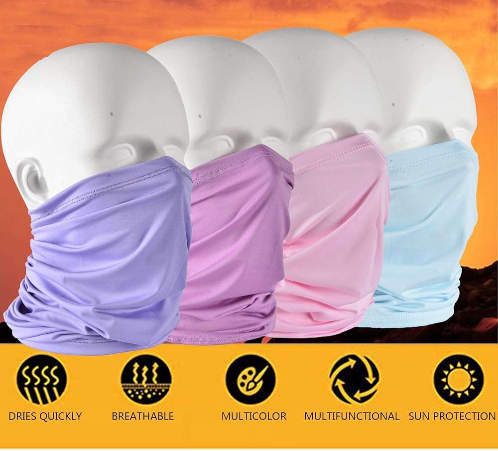 Leamekor UV Face Cover Neck Gaiter Mask Dust Protection Magic Scarf Wind Bandana Balaclava for Summer Running Fishing 4 PCS - Image 2