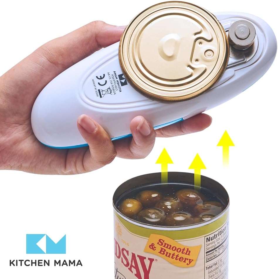 Kitchen Mama Auto Electric Can Opener: Open Your Cans with A Simple Press of Button - Automatic, Hands Free, Smooth Edge, Food-Safe, Battery Operated, YES YOU CAN (Sky Blue) - Image 6