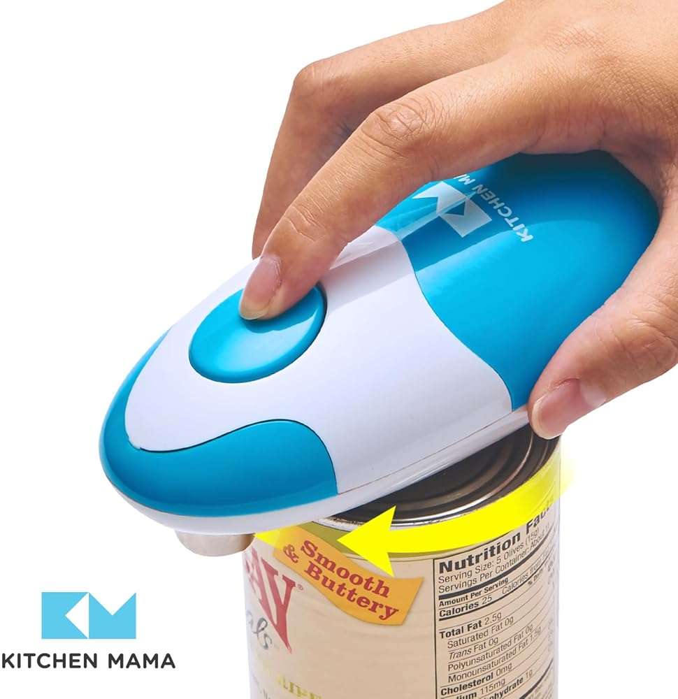 Kitchen Mama Auto Electric Can Opener: Open Your Cans with A Simple Press of Button - Automatic, Hands Free, Smooth Edge, Food-Safe, Battery Operated, YES YOU CAN (Sky Blue) - Image 7