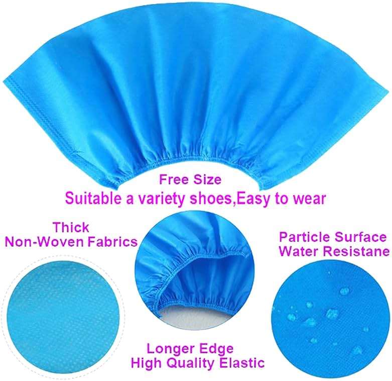 Disposable Shoe Covers 100PCS 400g Non-Slip Durable Indoor Boot Overshoes Protector Thicked Non-Woven Fabric Shoe Covers for Carpet Floor Protection Construction Offices One Size Fits All (Blue)… - Image 2