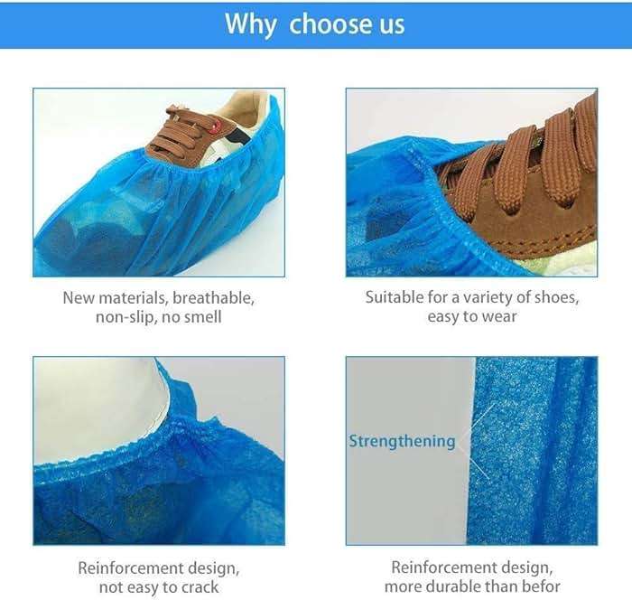 Disposable Shoe Covers 100PCS 400g Non-Slip Durable Indoor Boot Overshoes Protector Thicked Non-Woven Fabric Shoe Covers for Carpet Floor Protection Construction Offices One Size Fits All (Blue)… - Image 6