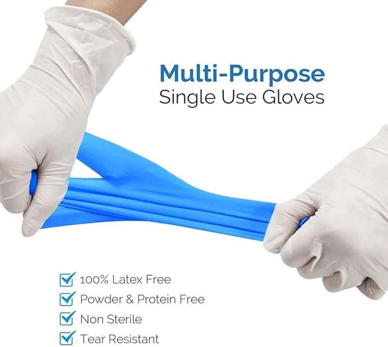 Basic Medical Synmax Vinyl Exam Gloves - Latex-Free & Powder-Free - Large, BMPF-3003(Case of 1,000) Blue - Image 3