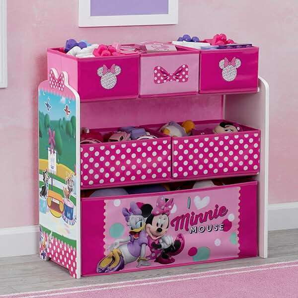 Delta Children Disney Minnie Mouse 6 Bin Design and Store Toy Organizer - Image 2