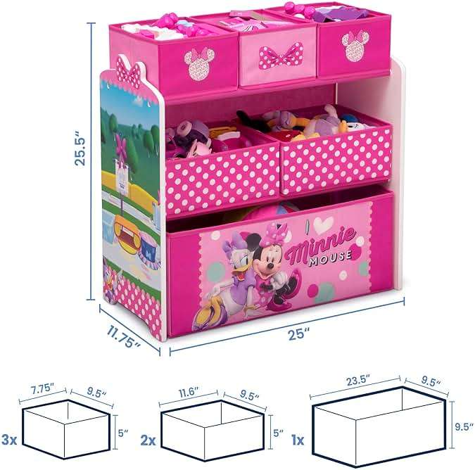 Delta Children Disney Minnie Mouse 6 Bin Design and Store Toy Organizer - Image 3