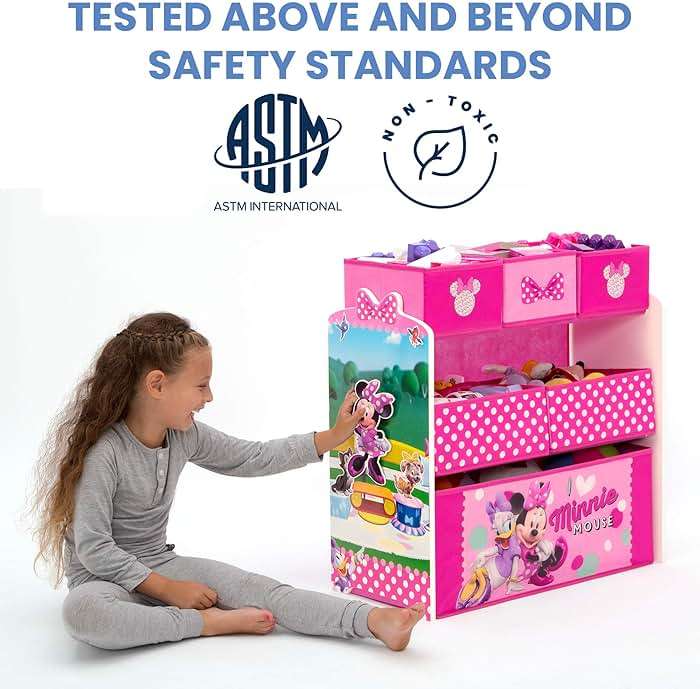 Delta Children Disney Minnie Mouse 6 Bin Design and Store Toy Organizer - Image 4