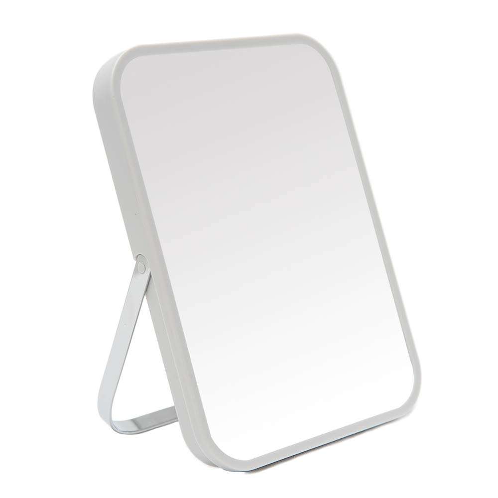 YEAKE Table Desk Vanity Makeup Mirror,8-Inch Portable Folding Mirror with Metal Stand 90°Adjustable Rotation Tavel Make Up Mirror Hanging Bathroom for Shower Shaving(Gray) - Image 1