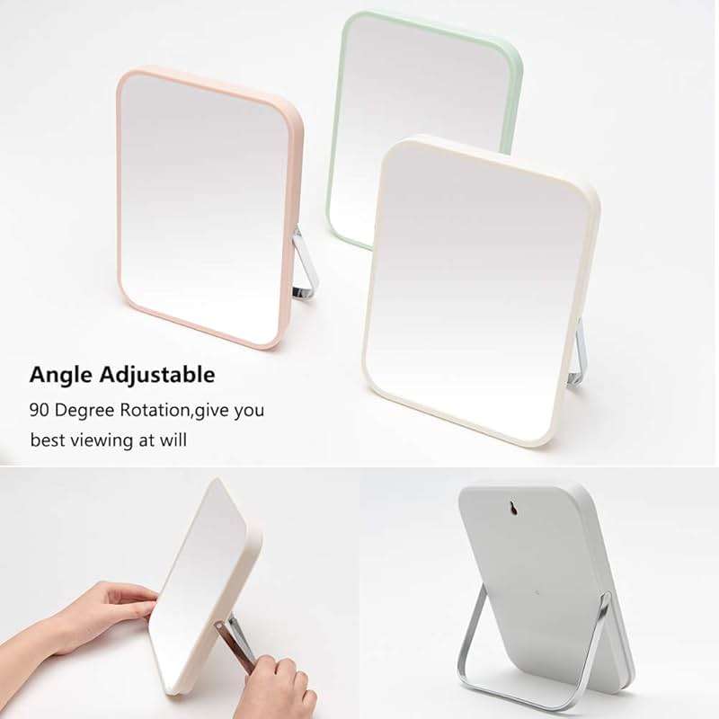 YEAKE Table Desk Vanity Makeup Mirror,8-Inch Portable Folding Mirror with Metal Stand 90°Adjustable Rotation Tavel Make Up Mirror Hanging Bathroom for Shower Shaving(Gray) - Image 4