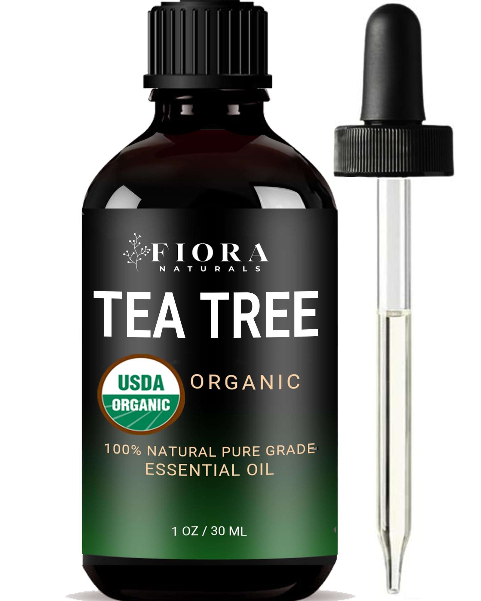 Tea Tree Oil – 100% Pure Organic Tea Tree Essential Oil for Skin, Face, Hair, Scalp, Nails, and Toenail – 1 fl oz - By Fiora Naturals - Image 1