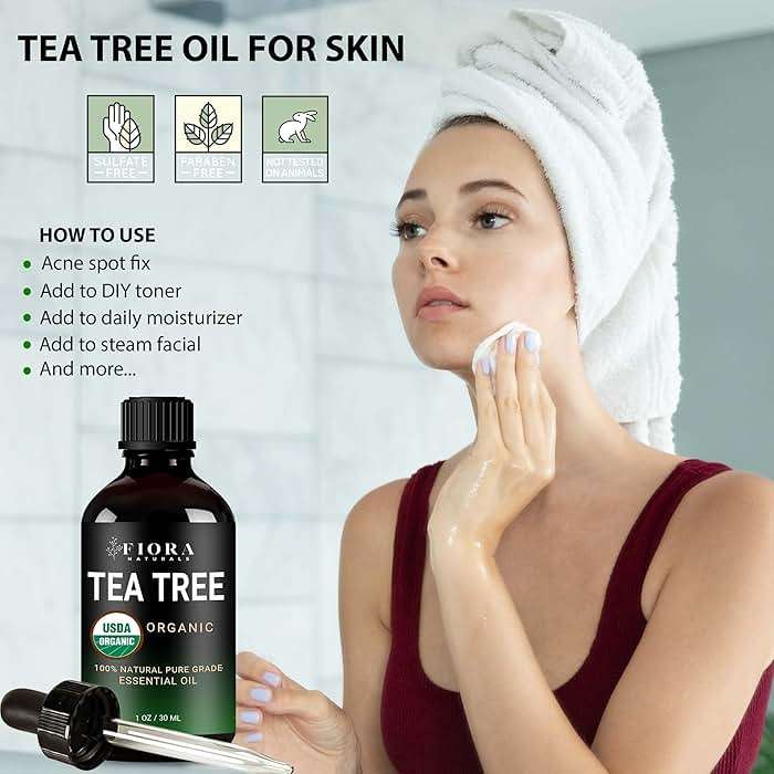 Tea Tree Oil – 100% Pure Organic Tea Tree Essential Oil for Skin, Face, Hair, Scalp, Nails, and Toenail – 1 fl oz - By Fiora Naturals - Image 3