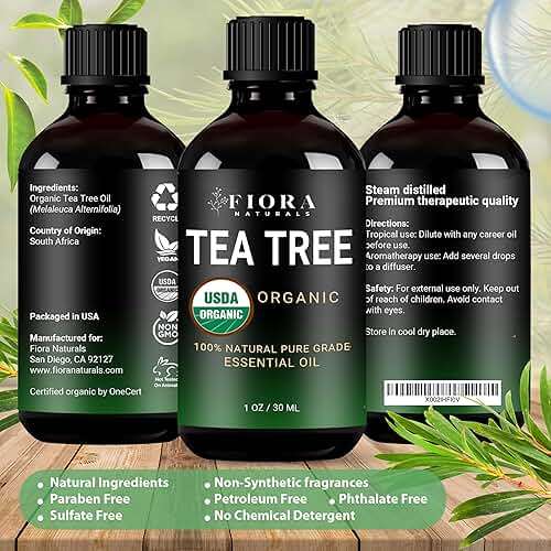 Tea Tree Oil – 100% Pure Organic Tea Tree Essential Oil for Skin, Face, Hair, Scalp, Nails, and Toenail – 1 fl oz - By Fiora Naturals - Image 6