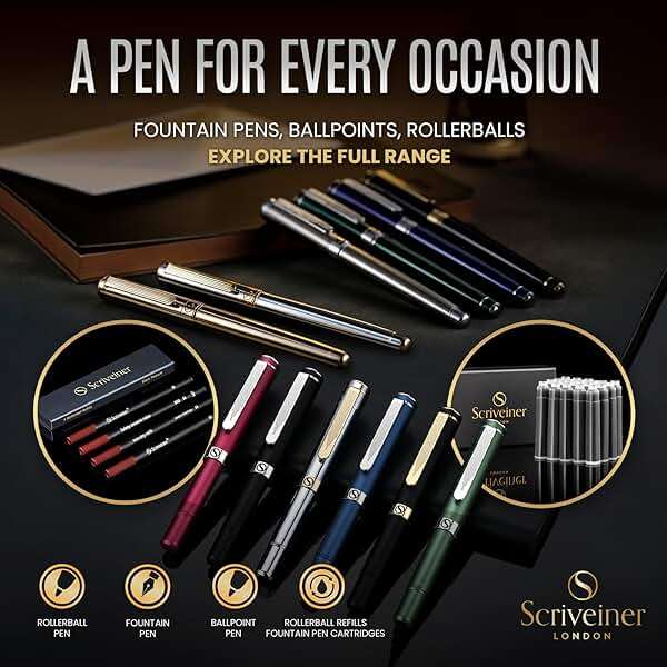 Scriveiner Midnight Blue Rollerball Pen - Stunning Blue Lacquer Luxury Pen, Chrome Finish, Schmidt Ink Refills, Men & Women, Professional, Executive Office, Nice Pen - Image 6