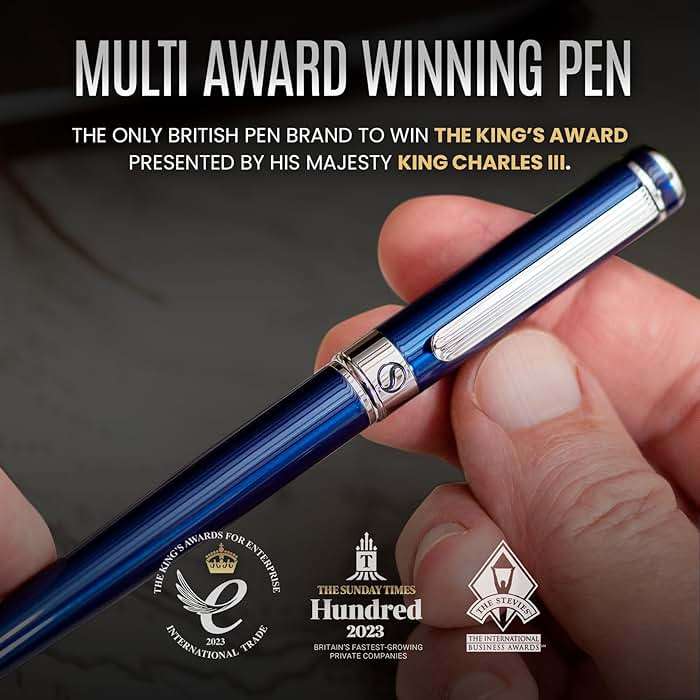 Scriveiner Midnight Blue Rollerball Pen - Stunning Blue Lacquer Luxury Pen, Chrome Finish, Schmidt Ink Refills, Men & Women, Professional, Executive Office, Nice Pen - Image 8