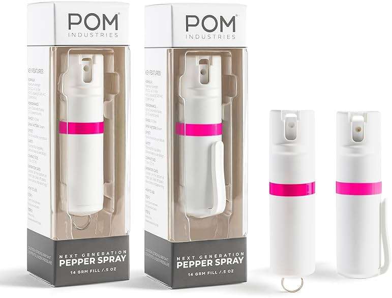 POM Pepper Spray Combo Pack, Keychain & Clip Model, Max Police Strength OC Formula, Quick Key Release, Flip Top Safety, 10 ft Range, 25 Bursts, 0.5 fl oz, Compact Tactical Design for Everyday Carry - Image 1