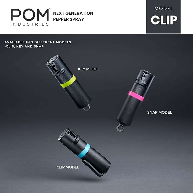 POM Pepper Spray Combo Pack, Keychain & Clip Model, Max Police Strength OC Formula, Quick Key Release, Flip Top Safety, 10 ft Range, 25 Bursts, 0.5 fl oz, Compact Tactical Design for Everyday Carry - Image 8