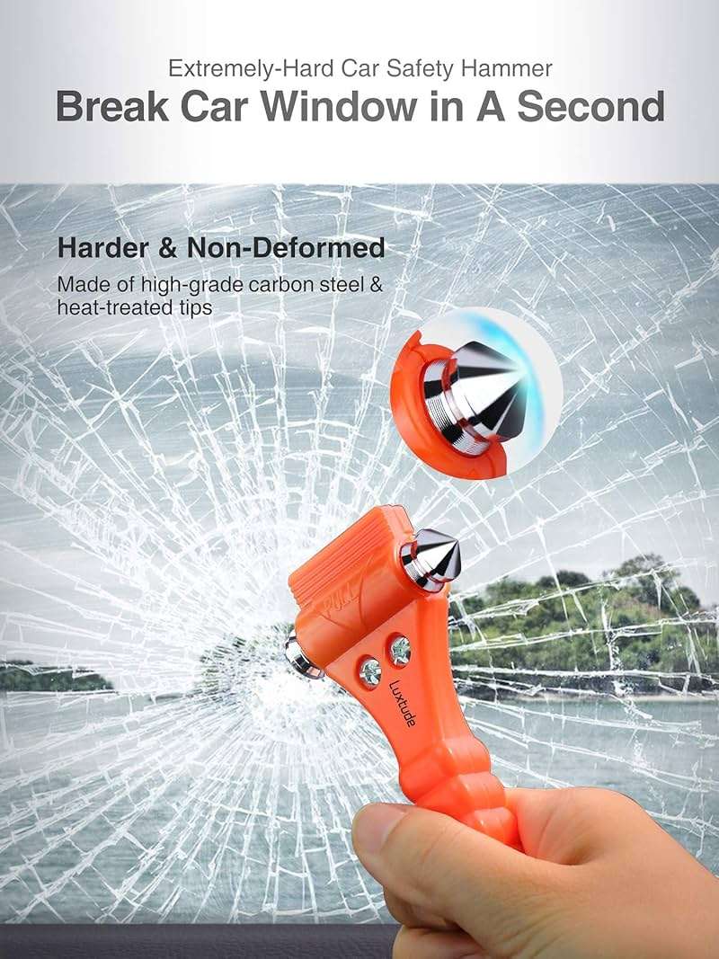 Luxtude Window Breaker Seatbelt Cutter, Car Window Breaker, Glass Breaker, Auto Car Escape Tool, 2-in-1 Emergency Glass Hammer, Window Punch Seatbelt Cutter, Life Rescue Tools Kit, 2 Packs - Image 3