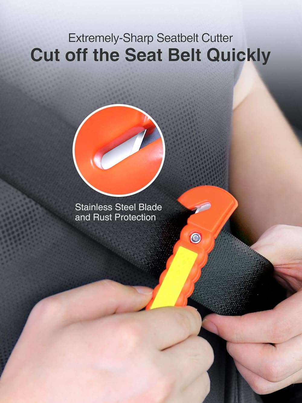 Luxtude Window Breaker Seatbelt Cutter, Car Window Breaker, Glass Breaker, Auto Car Escape Tool, 2-in-1 Emergency Glass Hammer, Window Punch Seatbelt Cutter, Life Rescue Tools Kit, 2 Packs - Image 4