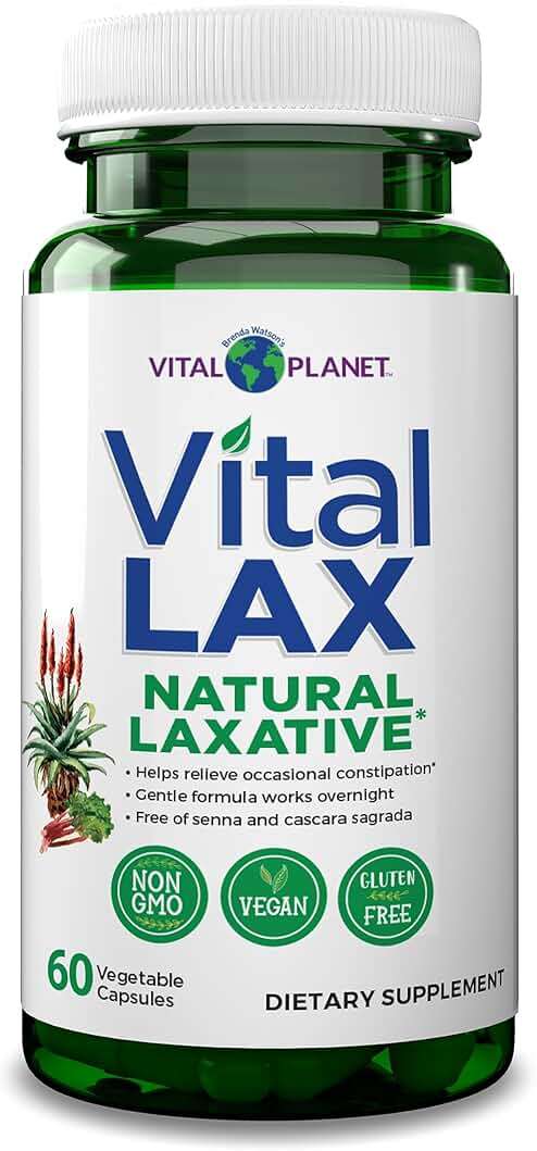 Vital Planet - Vital Lax Natural Laxative Cleanse Supplement for Occasional Constipation, with Magnesium Hydroxide, Slippery Elm, Aloe, and Triphala to Support Bowel Regularity 60 Capsules - Image 1