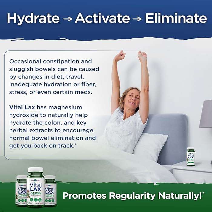 Vital Planet - Vital Lax Natural Laxative Cleanse Supplement for Occasional Constipation, with Magnesium Hydroxide, Slippery Elm, Aloe, and Triphala to Support Bowel Regularity 60 Capsules - Image 6
