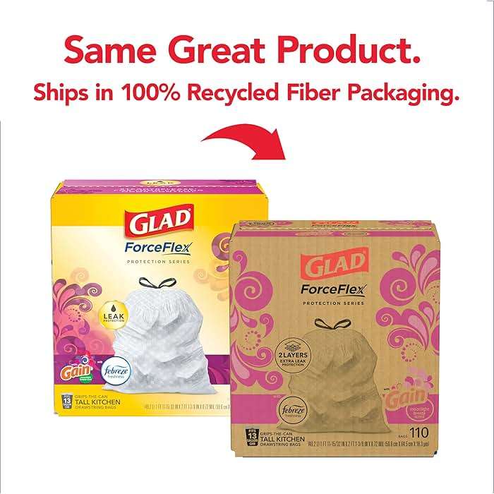 Glad ForceFlex Tall Kitchen Trash Bags, 13 Gal, Gain Moonlight Breeze, 110 Ct, Pack May Vary - Image 2