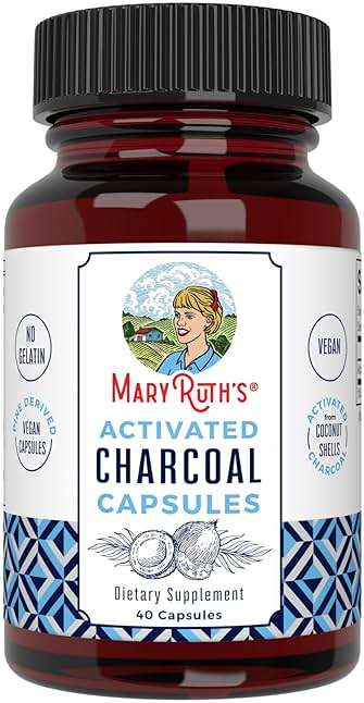 MARYRUTH'S Activated Charcoal Capsules 950 mg Activated Charcoal | Substance Adsorption | Derived from Coconut Shells | Vegan Capsules from Pine Trees | Non-GMO | Gluten Free | 40 Count - Image 1