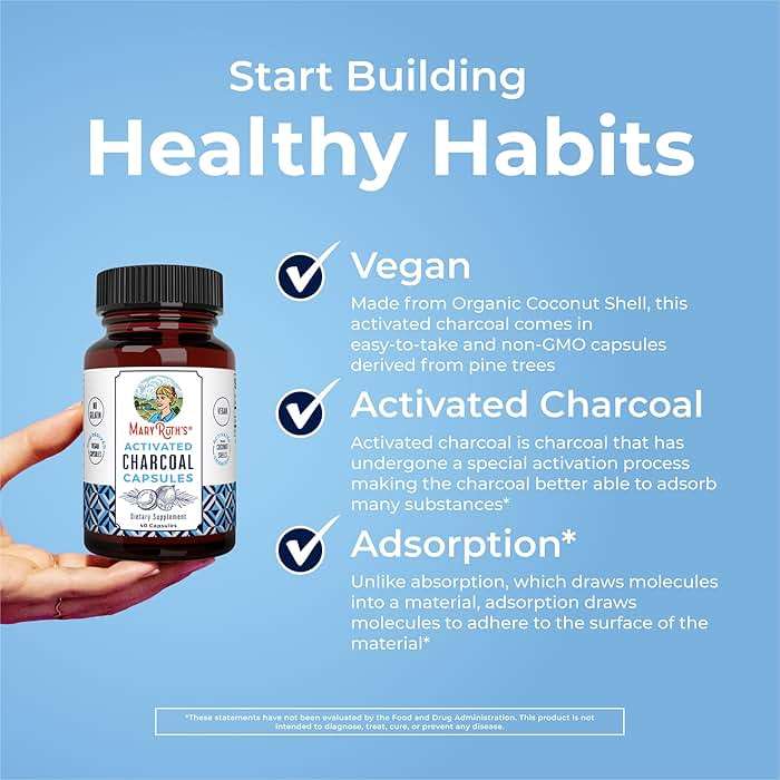 MARYRUTH'S Activated Charcoal Capsules 950 mg Activated Charcoal | Substance Adsorption | Derived from Coconut Shells | Vegan Capsules from Pine Trees | Non-GMO | Gluten Free | 40 Count - Image 5