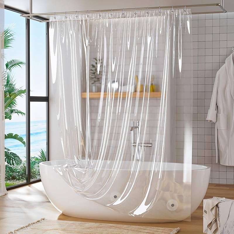 Titanker Clear Shower Curtain Liner, Plastic Shower Liner PEVA 72 x 72 Lightweight Waterproof Shower Curtains for Bathroom with Magnets and Rustproof Grommets - Image 2