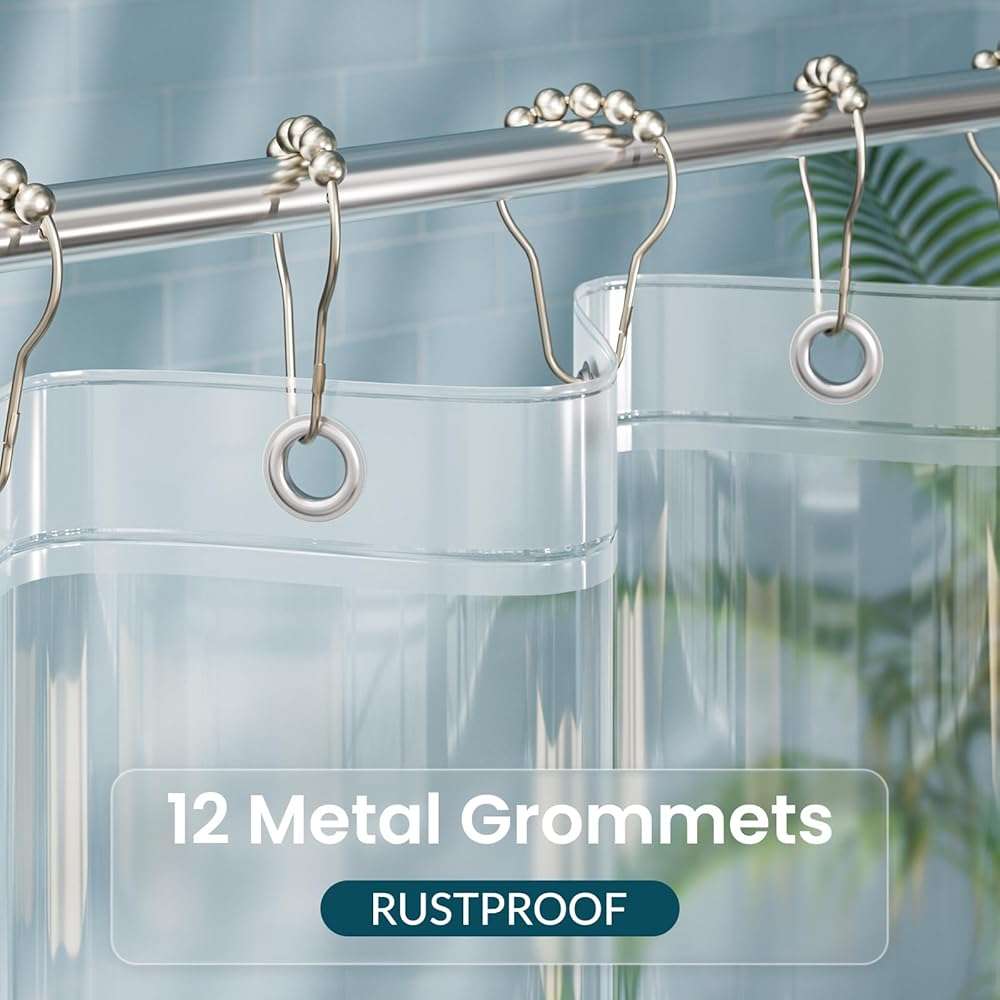 Titanker Clear Shower Curtain Liner, Plastic Shower Liner PEVA 72 x 72 Lightweight Waterproof Shower Curtains for Bathroom with Magnets and Rustproof Grommets - Image 5