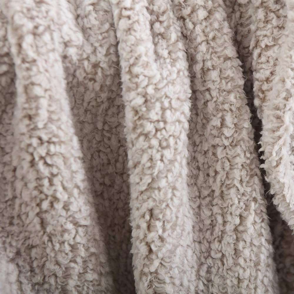 Ultra Soft Cozy Sherpa Throw Blanket, 2 Tones Ombre Light Brown Pattern Reversible, Light Weight Warm Decorative Boho Style Throw Blanket Cover for Sofa, Couch, Bedroom,Travel, 50”x60” - Image 3