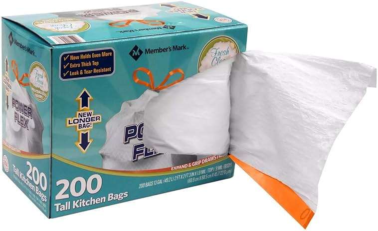 Member's Mark Power Flex Tall Kitchen Drawstring Trash Bags (13 Gallon, 2 Rolls of 100 ct., 200 count total) - Image 4