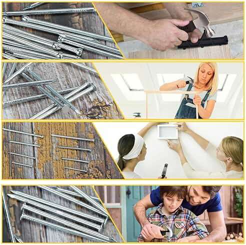KURUI 700PCs Nails Assortment Kit & 8oz Hammer, Small Hammer for Hanging Wall Art Decor, Picture Frame, 350 Roofing/Wall Nails & 350 Finishing Nail - Image 7