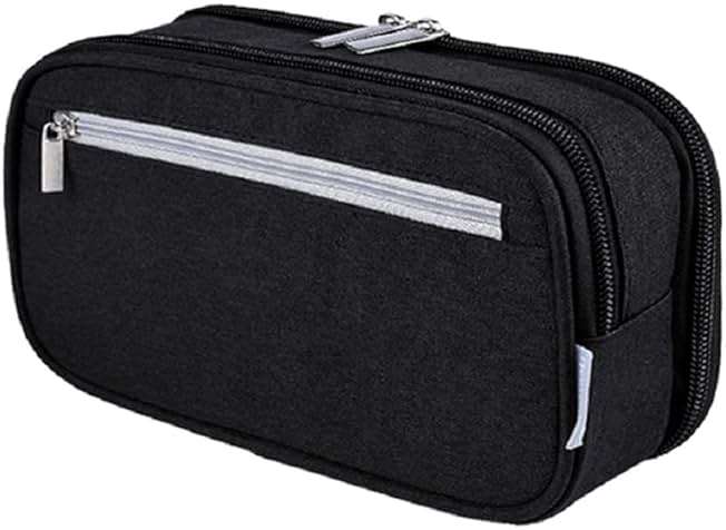Chelory Big Pencil Case Large Capacity Pencil Bag Pouch 3 Multi Comparments High Storage Pen Holder Marker Holder Portable Office Stationery Organizer Supplies Makeup Cosmetic Bag Men Women (Black) - Image 6