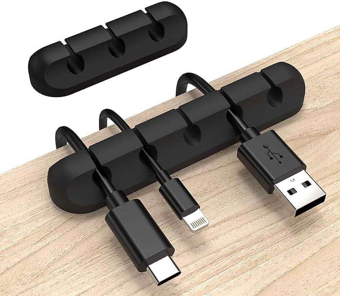 INCHOR Cord Organizer, Cable Clips Cord Holder, Cable Management USB Cable Power Wire Cord Clips, 2 Packs Cable Organizers for Car Home and Office (5, 3 Slots) - Image 1