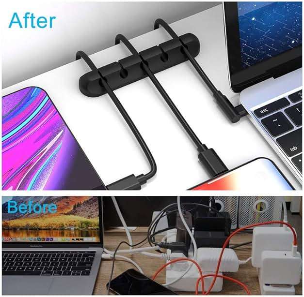 INCHOR Cord Organizer, Cable Clips Cord Holder, Cable Management USB Cable Power Wire Cord Clips, 2 Packs Cable Organizers for Car Home and Office (5, 3 Slots) - Image 2