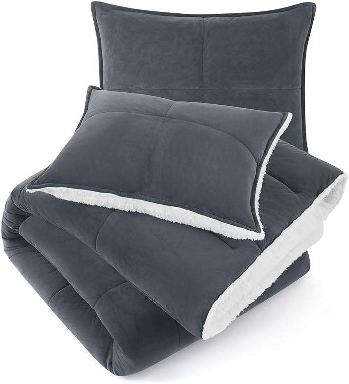 UGG Blissful Queen Comforter Set with 2 Pillow Shams, Reversible Fleece Bed Comforter, Ultra Warm Winter Bed Set, Down Alternative Bedding, Full/Queen Size, Imperial Blue - Image 8