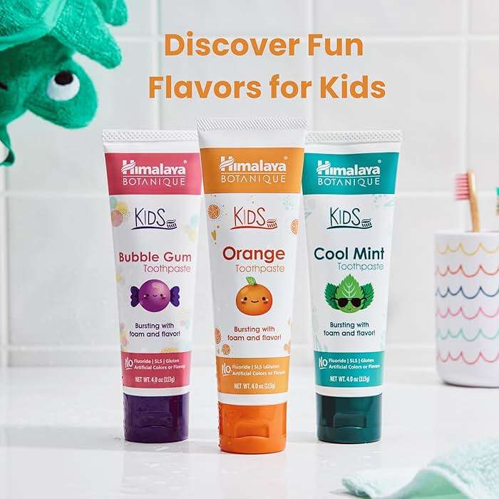 Himalaya Botanique Kids Toothpaste, Herbal, Orange Flavor, Fights Plaque, Fluoride-Free, Gentle, No Artificial Flavors or Colors, SLS Free, Gluten Free, Cruelty Free, Vegan, Foaming, 4 Oz, 1 Pack - Image 5