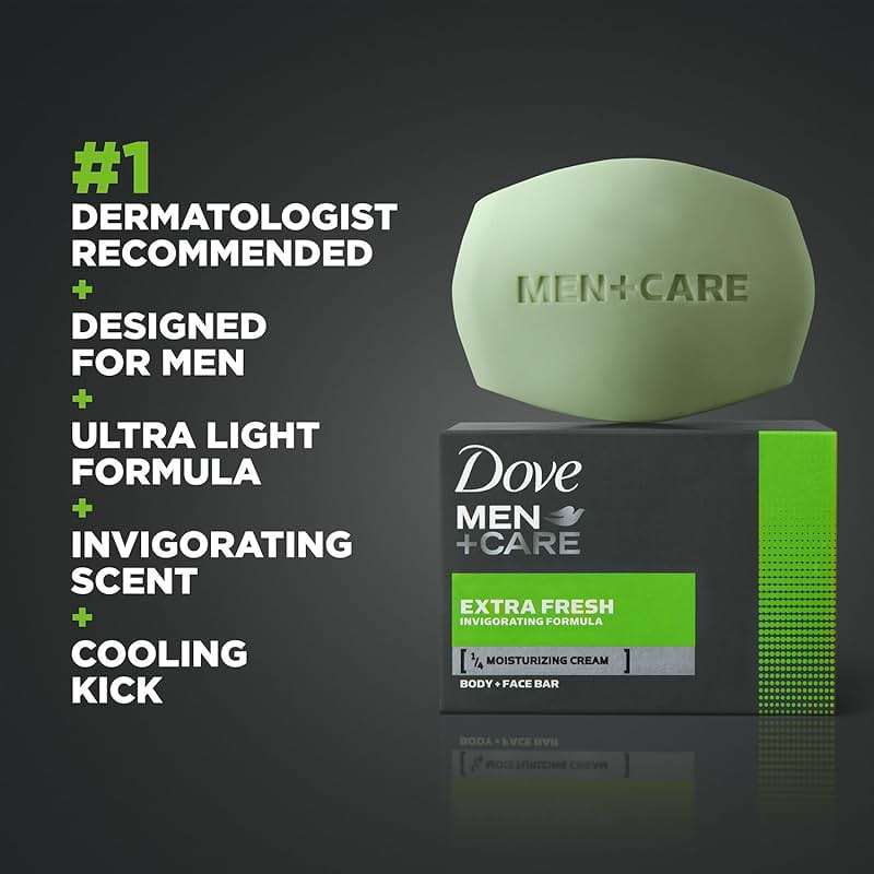 Dove Men+Care Soap Bar, Extra Fresh Scent 4-Pack (24 Bars) – Hydrating 3-in-1 Body, Hand, and Face Cleanser for Men, 22.5 Oz Ea - Image 7