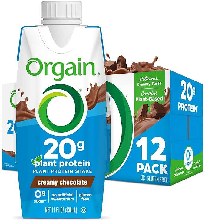 Orgain Organic Vegan Protein Shake, Creamy Chocolate - 20g Plant Based Protein, Ready to Drink, Fruits & Vegetables, Gluten Free, Kosher, No Soy or Dairy Ingredients, 11 Fl Oz (Pack of 12) - Image 1