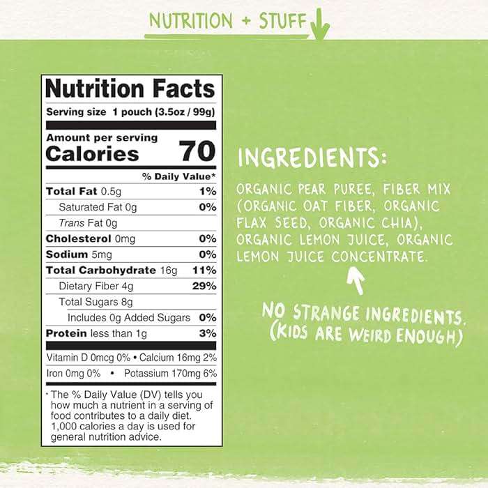 Pumpkin Tree Organics Fruit Snack Pouch, Pear + Fiber + A Squeeze of Lemon, 3.5 Ounce (Pack of 10) - Image 3