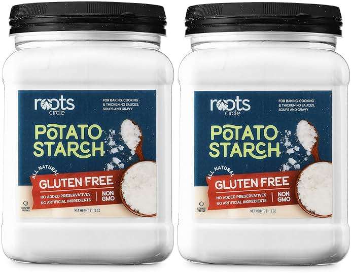Roots Circle Gluten-Free Potato Starch | 2 Pack of 21oz Jars | No Preservatives or Artificial Ingredients | Kosher for Passover Thickener for Soups Stews, Gravies & Sauces - Image 1