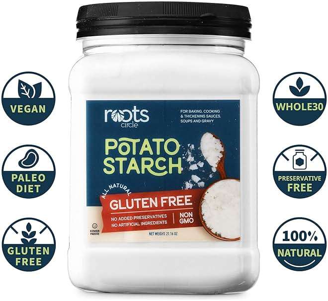 Roots Circle Gluten-Free Potato Starch | 2 Pack of 21oz Jars | No Preservatives or Artificial Ingredients | Kosher for Passover Thickener for Soups Stews, Gravies & Sauces - Image 3