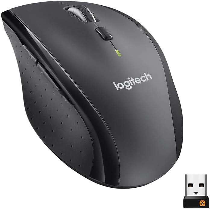 Logitech M705 Marathon Wireless Mouse, Gaming Mouse Wireless, 2.4 GHz USB-A Receiver, 5-Programmable Buttons, 3-Year Battery, PC, Mac, Laptop, Chromebook - Black - Image 1